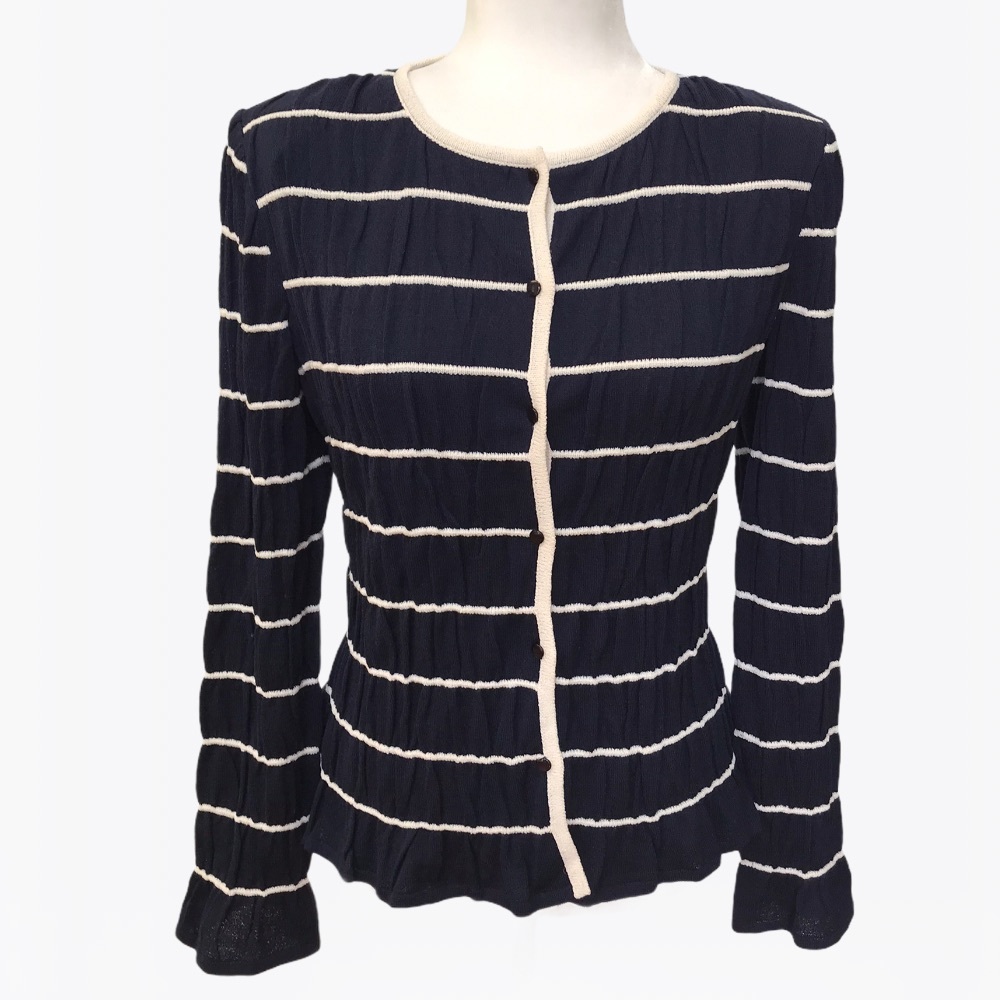 St. John 56% Wool Striped Cardigan and Top Set - S - Picture 8 of 17